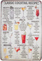 Treasure Gurus 8x12 Metal Retro Classic Alcohol Liquor Cocktail Recipes Wall Sign Tin Home Bar Menu Pub Art Decor...