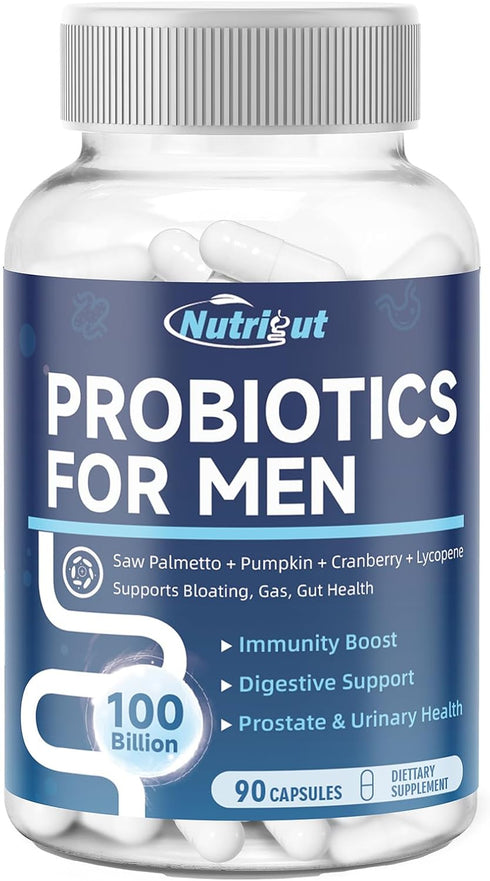Probiotics for Men, 100 Billion CFUs with Prebiotics, Saw Palmetto Berry, Pumpkin Seed, Cranberry & Lycopene for Prostate Urinary Health, Mens Pro...
