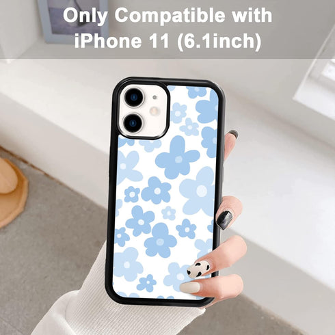 Light Blue Flower Phone Case Compatible with iPhone 11 6.1 Inch - Shockproof Protective TPU Cute Blue Floral iPhone Case Designed for iPhone 11 Ca...