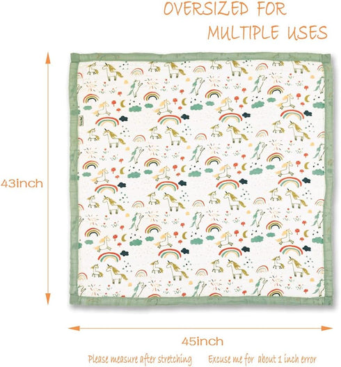 Muslin Soft Swaddle Blankets, Muslin Quilt Baby Blanket for Boy Girl Toddler Daycare, Kids Swaddle Wrap, Practical Size 43 X 45 inches (Rainbow Un...