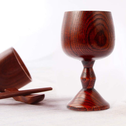 1pcs Hand-made Jujube Wooden Wine Goblet Water Cup 7oz...