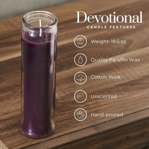 Simply Soson 2x8 inch Purple Devotional Candles in Glass Jar - 3 Pack - 90 Hours – Prayer Candle - Tall Pillar Candles for Religious, Memorials, P...