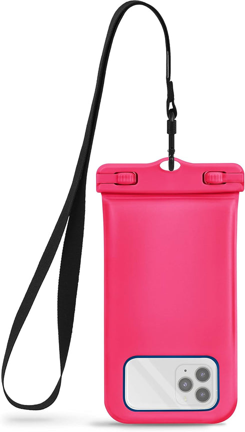 CaliCase Universal Waterproof Floating Phone Pouch - IPX8 Waterproof Floating Phone Case with Lanyard for iPhone X-15/ S20-S24/ Pixel 1-8 - Pink G...