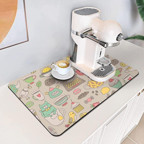 GOLLEY Coffee Mat - Fits Most Drip Coffee Makers and Small Appliances, Ideal for Coffee Bar Accessories,Dish Drying Mat, and drying mat for kitche...