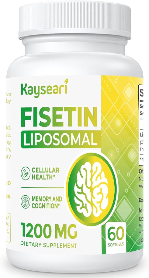Fisetin 1200mg Liposomal Fisetin Supplements 98% Pure Fisetin Polyphenols Antioxidants Immunity Health Aging Cognitive Support Non-GMO 60 Capsules...