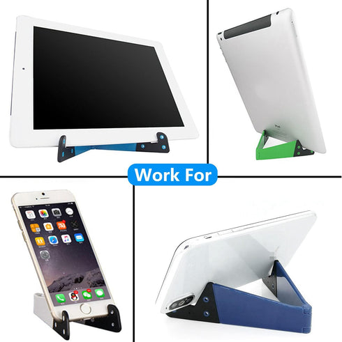 Portable Cell Phone Stand for Desk 4 Pack, Foldable Pocket Travel Mobile Phone Holder, Upgrade Universal V Smartphone Kickstand Mount Compatible w...