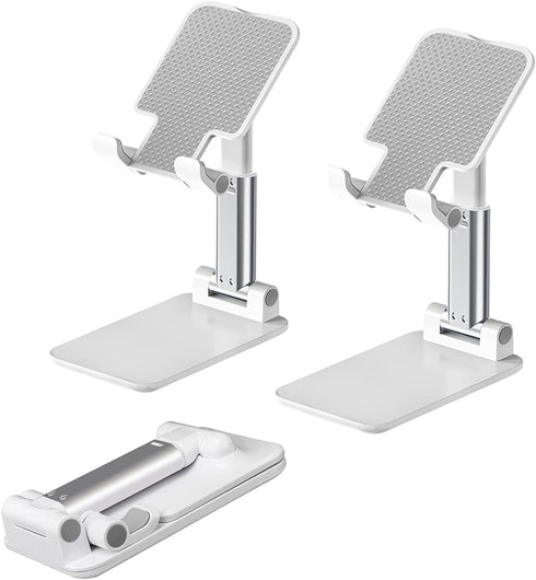 2Pack Cell Phone Stand for Desk, Adjustable Angle & Height Mobile Phone Holder Cute, Foldable Compact Desk Mount for Smartphone, Kindle under 7'' ...
