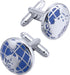 World Map Unique Cufflinks for Men Classic Round Blue Globe Earth Cufflinks in Gift Case for Wedding Business French Cuff Shirt...