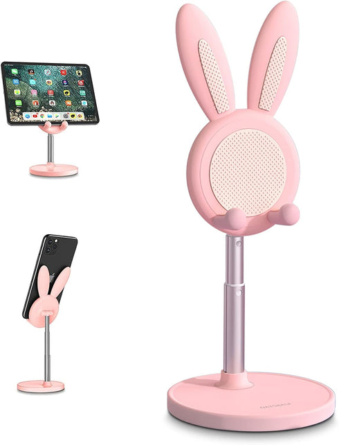 Cell Phone Stand,Angle Height Adjustable Bunny Phone Stand for Desk,Cute Rabbit Phone Holder Stand for Desk, Compatible with All Mobile Phones, Ta...
