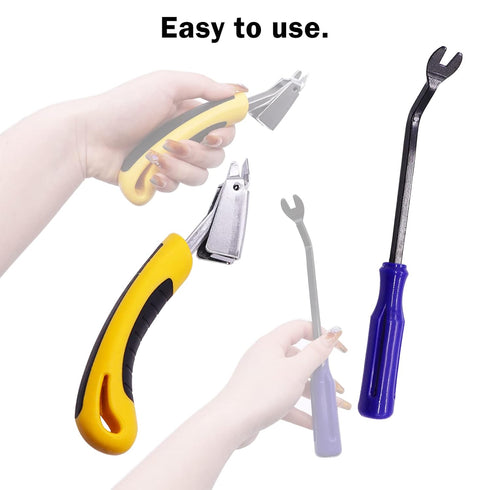 2Pcs Heavy Duty Upholstery and Construction Staple Remover with Upholstery and Construction Staple Puller Tack Puller Tool, for Furniture, Floor,P...