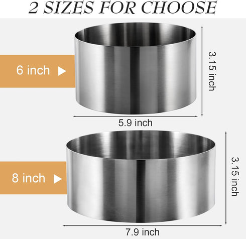 CALIFORNIA CADE ELECTRONIC Cake Ring, 6 Inch Cake Rings for Baking, 15CM Fixed Round Stainless Steel Cake Mold - Cake Baking Supplies...