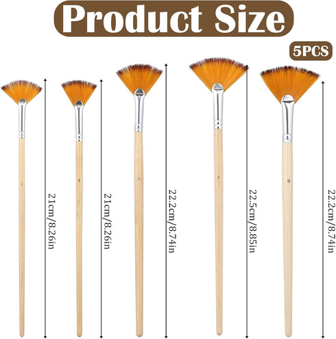 5 Pcs Fan Paint Brushes, Oil Acrylic Paint Brushes, Fan Brush for Painting, Nylon Hair Watercolor Fan Brushes, Paint Brushes for Acrylic Painting,...