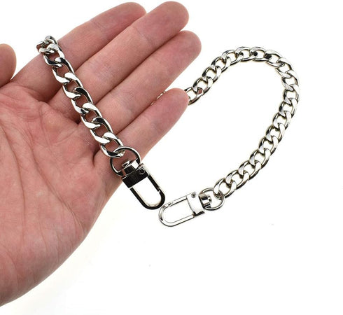 HAHIYO Purse Chain Strap 15.7 inches Bright Silver for Shoulder Cross Body Sling Purse Handbag Clutch Replacement Comfortable Flat 0.4' Wide Enoug...
