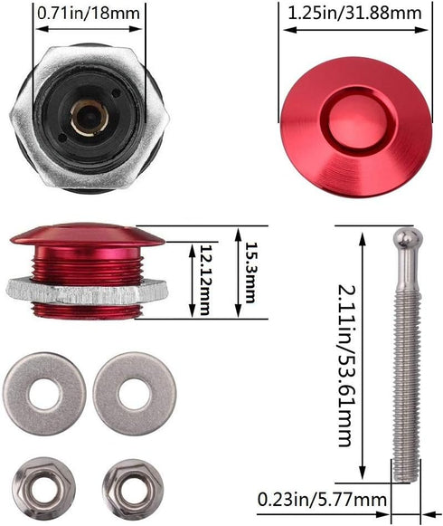 2Pack Quick Release Latch Lock Clip Push Button Bonnet Kit 1.25in/32mm Diameter Universal Aluminum Alloy Quick Latch Lock for Auto Car Bumper Lice...