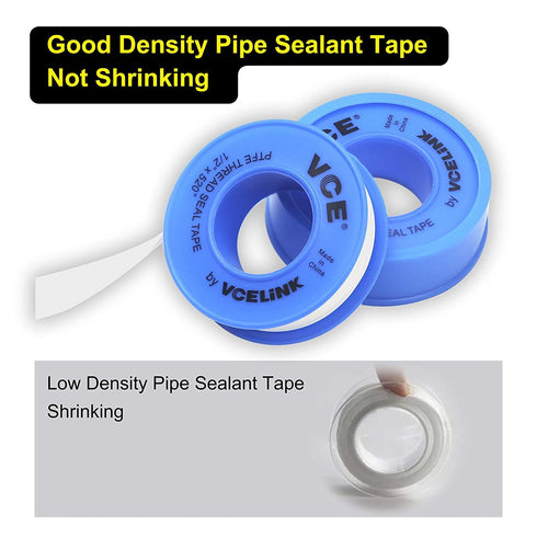 VCELINK Teflon Tape Plumbing 6 Rolls, 520" Length 1/2" Width PTFE Plumbing Tape for Shower Head and Pipe Threads, Thread Seal Tape 6 Rolls...