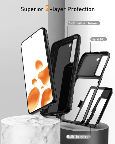 WeLoveCase for Samsung Galaxy S22 Wallet Case with Credit Card Holder & Hidden Mirror, All-Round Protection Shockproof Phone Cover Designed for Sa...