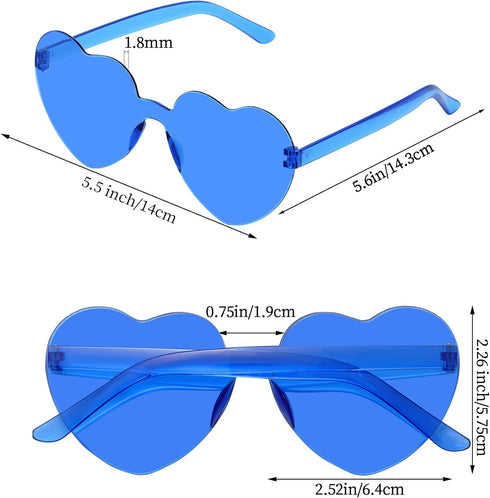 6 Pcs Heart Shape Sunglasses Frameless Transparent Glasses Party Favors for Women...
