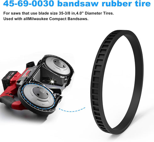 Replacement Milwaukee BandSaw Compact Pulley Tires 45-69-0030 2629-20 6242-6 2429-20 2629-22 2429-21XC (4.0" Diameter Tires)- 4 Pack...