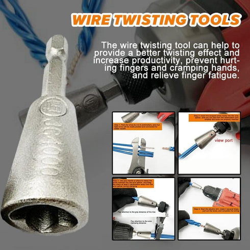 1Pc Wire Twister,Wire Twisting Tool,Electrical Wire Twister Tool for Drill,Spin Twisting Wire Connector Socket,Wire Terminals Power Tool for Power...