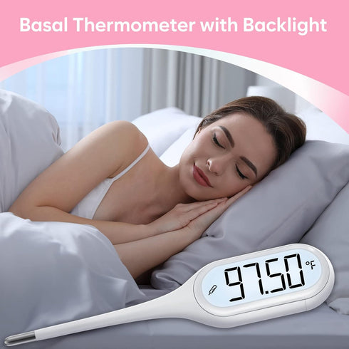 Digital Basal Body Thermometer: Easy@Home Accurate BBT for Ovulation Tracking & Fast Oral Thermometer with Large LCD Backlit Display | 1/100th Deg...