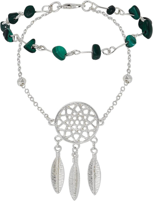 Layered Anklets Bracelets Silver Turquoise Anklet Chain Beach Leg Chain for Women...