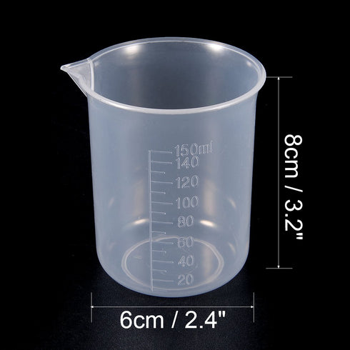 uxcell Measuring Cup 150ml PP Plastic Graduated Beaker Transparent for Lab Kitchen liquids 3pcs...
