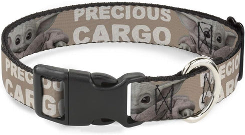 Star Wars Pet Collar, Dog Collar Plastic Buckle, Star Wars The Child Sitting Pose Precious Cargo Tan White, 15 to 24 Inches 1.0 Inch Wide...