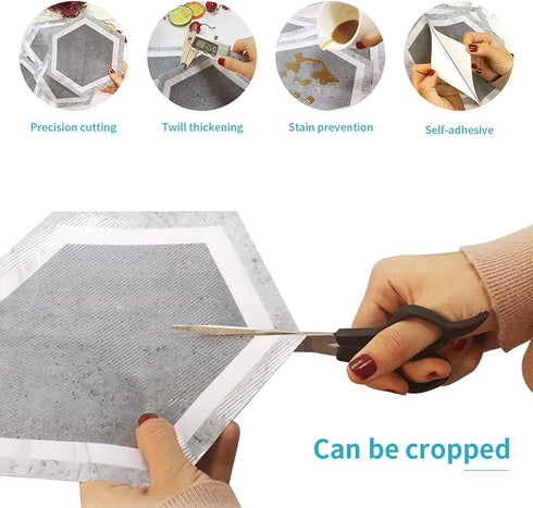 10 Pcs Hexagon Non-Slip Floor Sticker for Home Decor, Peel and Stick Self-Adhesive Wall Sticker for Living Room Kitchen Bathroom, 7.9x9.1inch, LB0...
