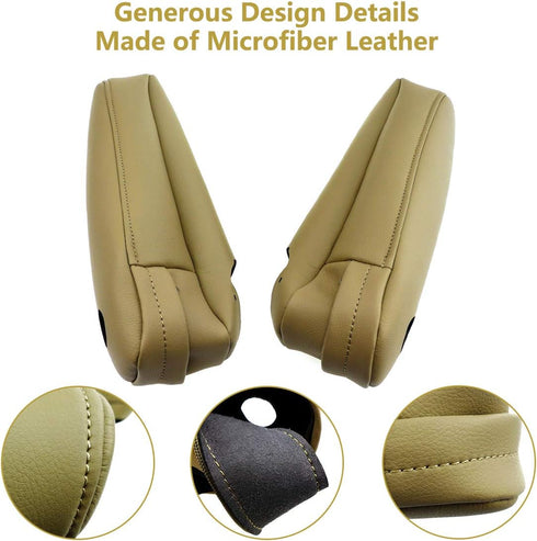 YouVbeen 2Pcs Seat Armrest Leather Cover Fit for Lexus RX300 RX330 RX350 Sport Utility 4-Door 3.0L 2003-2009, Beige Microfiber Synthethic Leather ...