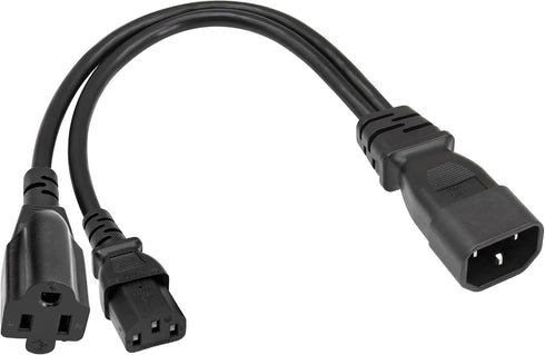 C14 to C13+NEMA 5-15R Y Splitter Power Cord YACSEJAO 10A/250V IEC 320 Single IEC 320 C14 Male to C13 + NEMA 5-15R(1FT/30CM)......