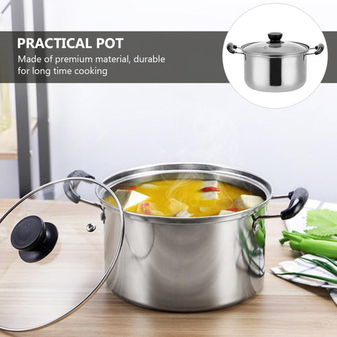 Soup Pan Stainless Steel Stockpot with Lid, Soup Stock Pot, Nonstick Cooking Pot with Handle, Pasta Pot, Saucepot Cookware (16X16CM) Milk Pan...