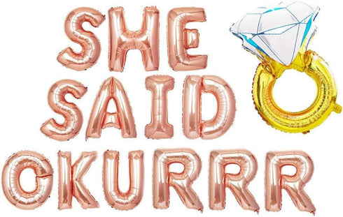 JeVenis She Said Yes Okurrr Engagement Decoration - Balloon Banner for Wedding Proposal, Bridal Shower, Hen Party, Bachelorette Party...