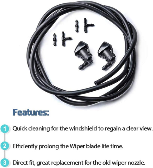 Front Windshielf Washer Nozzle Compatible with Hose Kits for 2008-2012 Liberty 2006-2010 Commander 2007-2011 Dodge Nitro Spray Replacement 5515731...