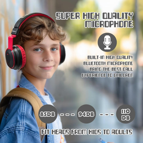Kids Headphones Bluetooth 5.3 Wireless 60H Play Time Volume Limited 85/110dB Over Ear Foldable Headset with Cable Aux Mic for iPad Notebook Boy Gi...