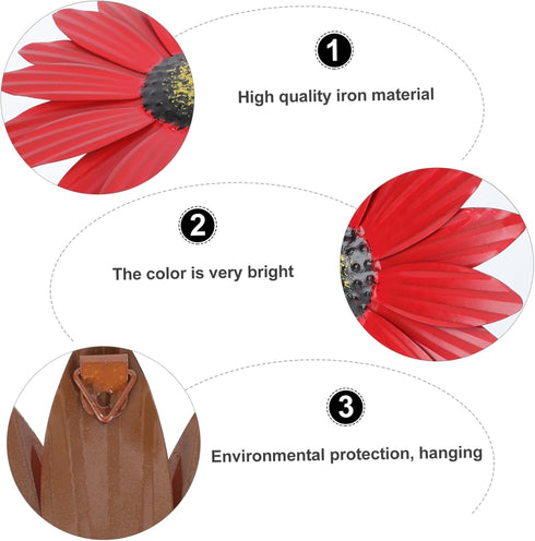 LIFKOME 1Pc wrought iron wall hanging daisy flower wall art decor sunflower bathroom decor Metal Daisy Flower Wall Decor wall flower sculpture gar...