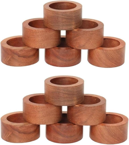 Wooden Napkin Ring for Weddings Dinner Parties or Every Day Use (Set of 12, Plane)...