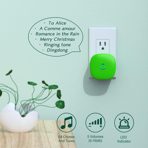 SECRUI Wireless Doorbells for Home, Classrooms, Apartments, Businesses, etc. Easy to Use, Adjustable Volume, 58 Chimes, Colorful LED, Waterproof, ...