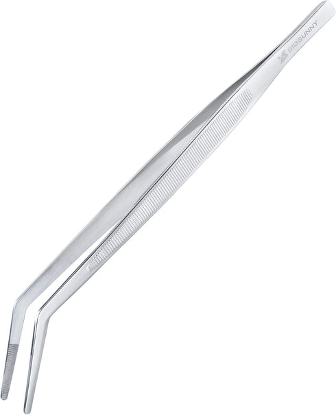 MSY BIGSUNNY Professional Chef Kitchen Cooking Precision Tweezers Culinary Curved Tip Tongs for Baking Decorating (1, 9.5")...