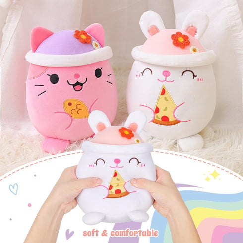 AIXINI Cute Rabbit Plush Pillow 8" Bunny Stuffed Animal, Soft Kawaii Rabbit Plushie with Hat Outfit Costume Gift for Kids...