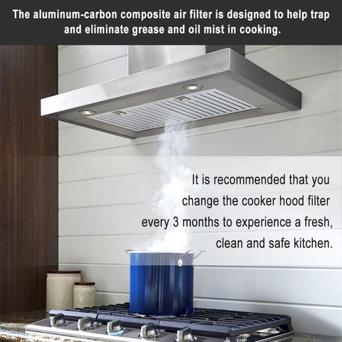 Cenipar 97007696 Charcoal Odour Filter for Range vent hood (8 3/4" X 10 1/2" X 3/8")-2 Pack