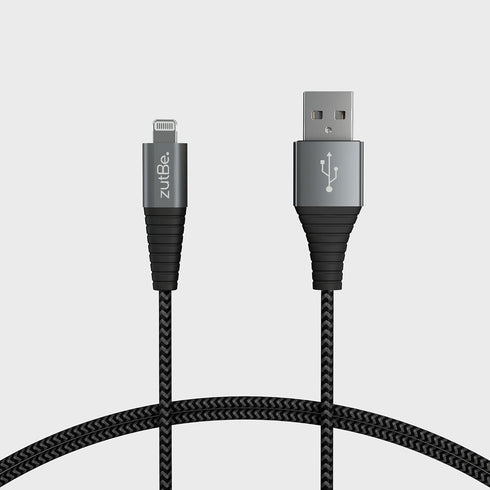 Shield Silver&Black MFi Certified Lightning Cable, Reinforced Braided Kevlar Charger Compatible with All iPhone 12, SE, 11, X, 8, 7, 6, iPad, iPod...