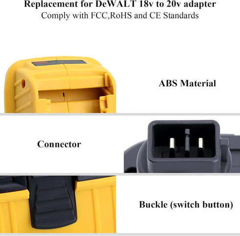 2 Pack DCA1820 Adapter Replacement for DEWALT 18v to 20v Adapter, Compatible with Dewalt 20V Max Battery DCB203 to 18V XRP NiCad NiMh Battery DC90...