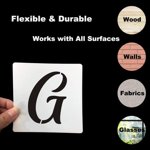 5 Inch Alphabet Letter Stencils for Painting - 70 Pack Letter and Number Stencil Templates with Signs for Painting on Wood, Reusable Alphabet Lett...