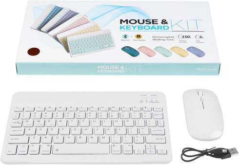 Bluetooth Keyboard and Mouse Combo Ultra-Slim Portable Rechargeable Compact Wireless Mouse Keyboard Set for Pad/iPad Pro/iPad Mini/iPad Air Mac OS...