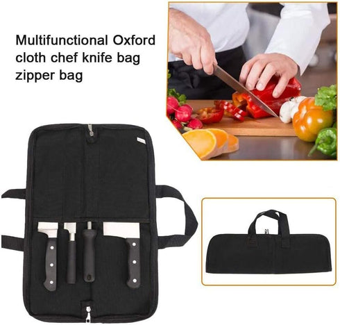 QEES Knife Roll,Knife Bag,Knife Case 4 Slots For Home Kitchen Knife Tools,Chef Knife Bag with Handle.Durable Knife Bags For Chefs Men Women Culina...