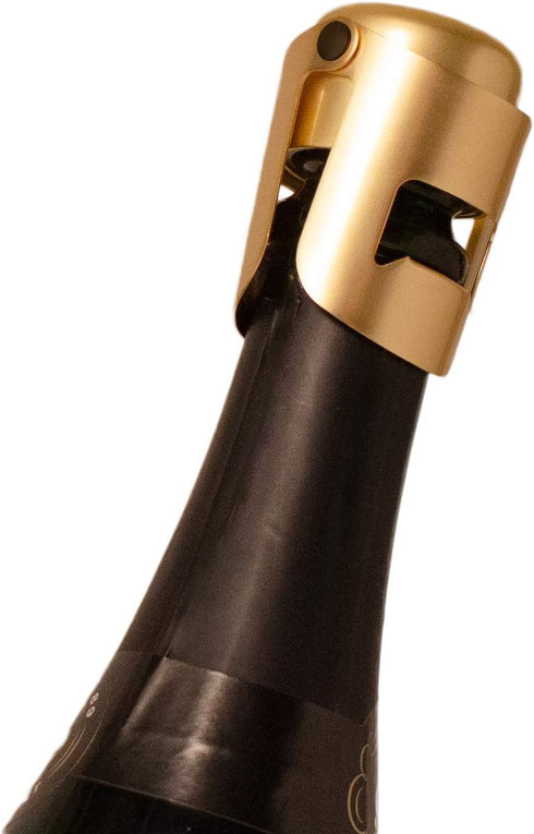 Gold Champagne Stopper, Designed in France, Bottle Sealer for Cava, Prosecco, Sparkling Wine, Fizz Saver, Passed 13 lbs Pressure Test (1, Gold/Bla...
