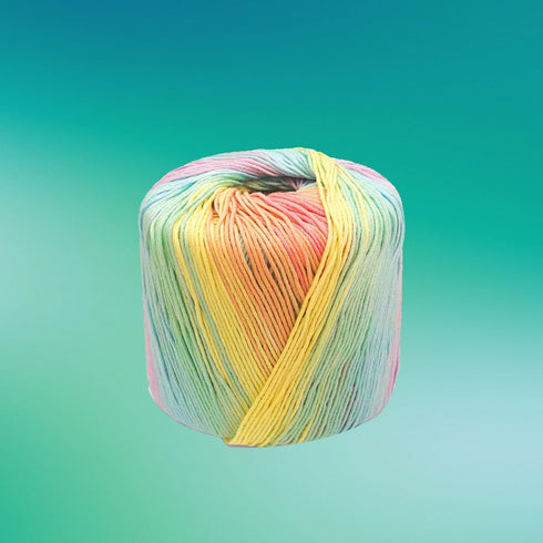 Crochet Yarn: 133M Light Rainbow Cotton Yarn for Crocheting - Soft, Multi-Color Thread for DIY Hand Knitting Scarves, Hats, Shawls, Sweaters, Blan...