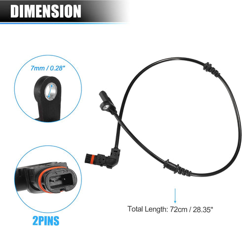 X AUTOHAUX Front Left Right ABS Wheel Speed Sensor Transmission Speed Sensor for Mercedes-Benz C-Class W204 2011-2015 No.A2049057900/2049057900...