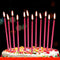 12 Count Long Thin Red Birthday Cake Candles in Holders for Birthday Wedding Party Cupcake Decorations Tall Candle...