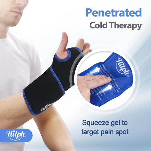 Hilph Wrist Ice Pack Wrap for Pain Relief, Reusable Wrist Brace with Gel Cold Pack for Injuries, Hot & Cold Compress Hand Ice Pack for Carpal Tunn...